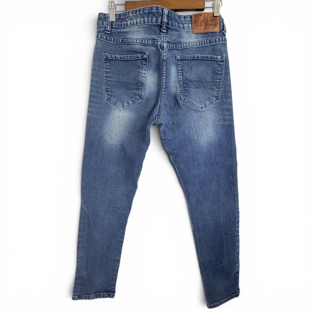 stitches & rivets jeans mens 34x28 blue stretch denim straight leg casual preppy